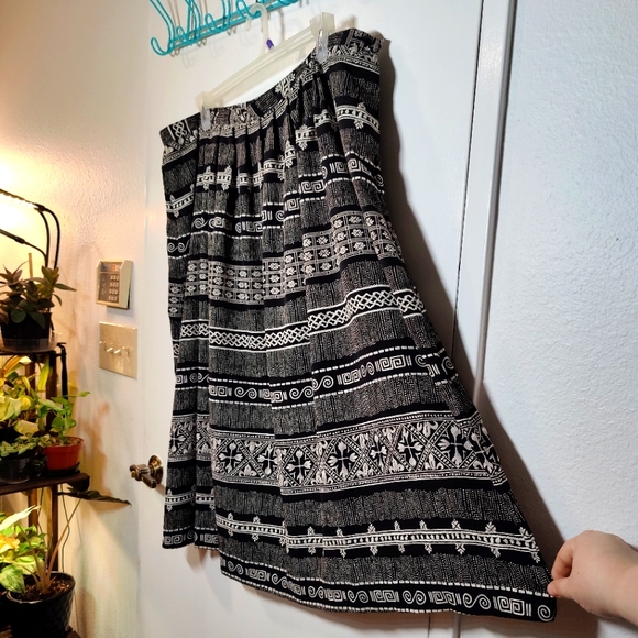 Vintage Alfred Dunner Black & White Print Midi Skirt - Picture 2 of 7